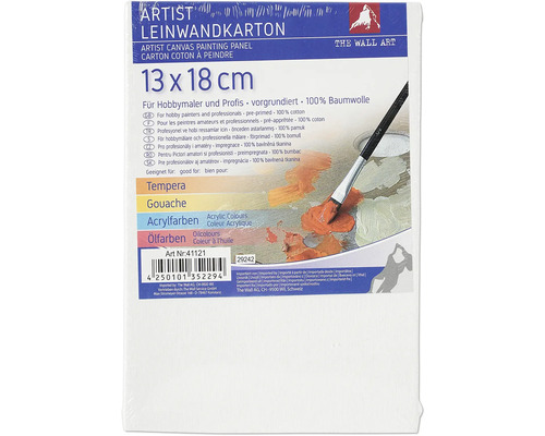 Leinwandkarton 13 x 18 cm, geeignet für Tempera, Gouache, Acrylfarben und Ölfarben