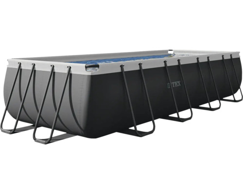 Rechteckiger Frame Pool mit Stahlrahmen und Wasserfüllung