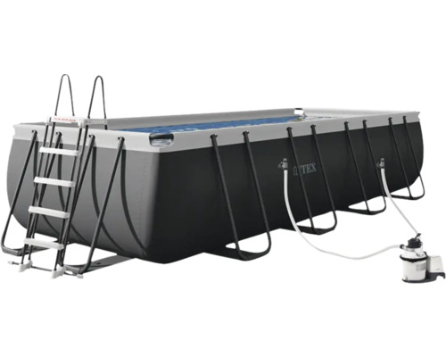 Rechteckiger Aufstellpool mit Leiter und Filterpumpe