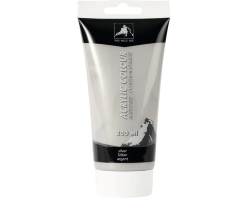 Tube mit silberfarbener Acrylfarbe, 200 ml