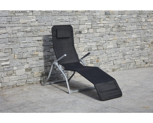 WESTSIDE 153 x 67 x 110 cm schwarz Verstellbare Gartenliege mit Kopfkissen und Armlehnen