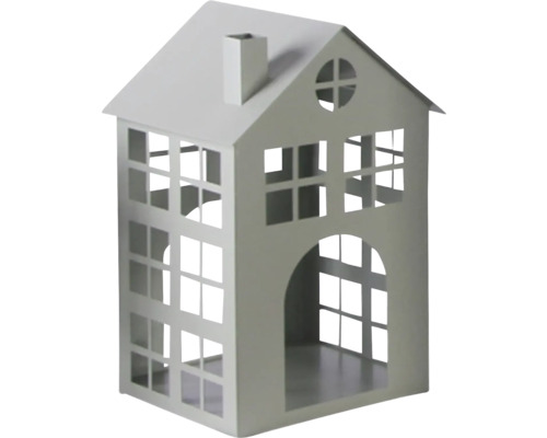 Dekoratives Windlicht in Hausform aus Metall