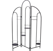 Dekoratives, schwarzes Pflanzenregal aus Metall mit mehreren Ablageflächen