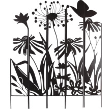 Dekorative Gartenzaunblende aus Metall mit Blumenmotiven