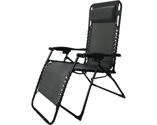 Schwerkraftstuhl mit verstellbarer Rückenlehne und Kopfstütze