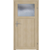 Holztür mit Glaseinsatz und Beschlägen