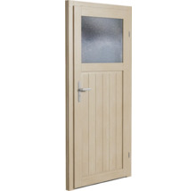 Holztür mit Glaseinsatz und Griff