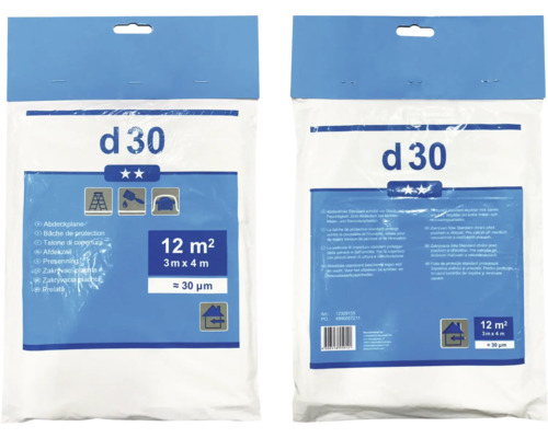 Verpackungseinheit Baufolie circa zwölf Quadratmeter, drei mal vier Meter