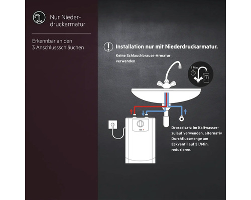 Illustration einer Installation nur mit Niederdruckarmatur.