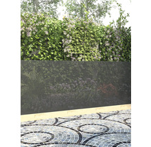 Sichtschutzwand im Garten mit Pflanzen und Mosaikboden