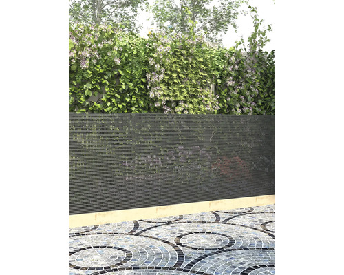 Volierengitter KAISERTHAL 6,3x6,3 3 x 1 m schwarz Sichtschutzwand im Garten mit Pflanzen und Mosaikboden