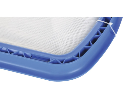 Poolkescher mit blauem Rahmen und weißem Netz