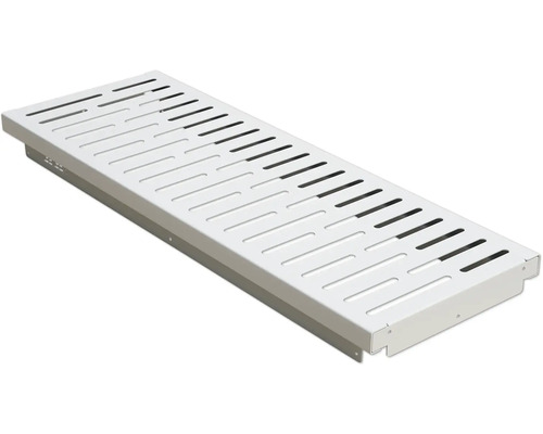 Aufsicht auf eine Entwässerungsrinne mit Gitterrost