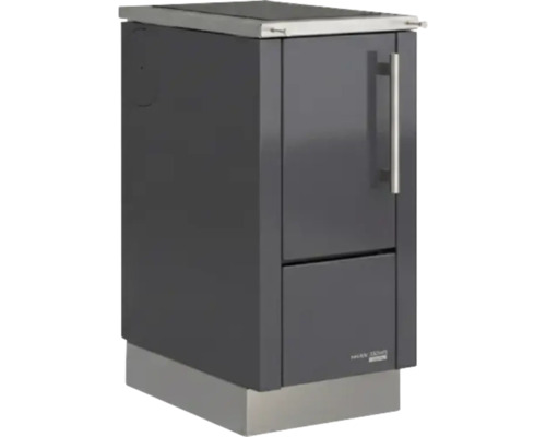 Beistellherd Haas & Sohn HS 40 anthrazit mit Stahlplatte-Kochfeld Kaminofen mit Tür und Schublade