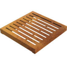 Quadratischer Gullydeckel aus Metall mit Schlitzmuster