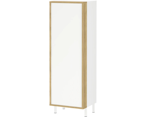 Midischrank Germania GW-Topeka 39x120x35 cm weiss Eiche mit Drehtüre Hochschrank mit Tür und Füßen