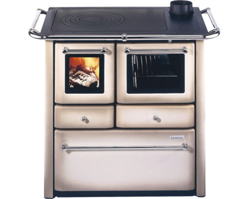 Festbrennstoffherd Westminster braun Bachofen rechts mit Stahlplatte-Kochfeld Holzherd mit Kochfeld, Backofen und Schubladen