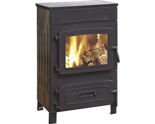 Werkstattofen Wamsler WO 109-6 Stahl schwarz 6 kW mit Fenster Holzofen mit Glasscheibe und Holzfeuer