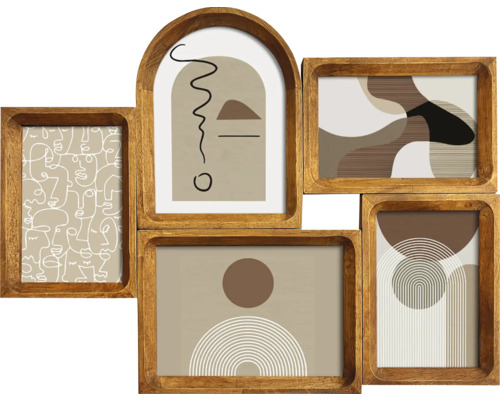 Bilderrahmen Collage mahagoni 35x45 cm 5 Fotos 10x15 cm 13x18 cm Holz Bilderrahmen mit fünf verschiedenen Bildern