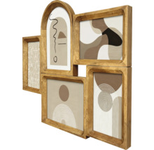 Mehrteiliger Bilderrahmen aus Holz mit abstrakten Motiven
