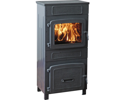 Werkstattofen Wamsler WO 109-8 Stahl schwarz 8 kW mit Fenster Gusseiserner Kaminofen mit Glasfenster und brennendem Holz