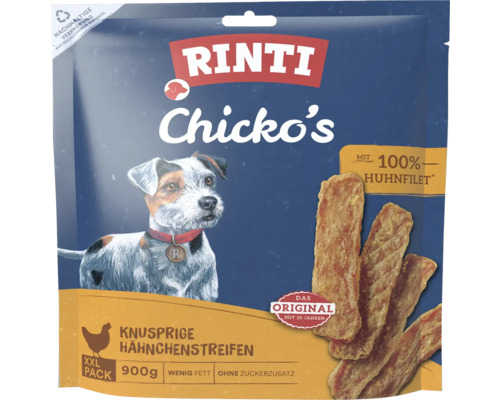 Hundesnack Rinti Extra Chicko Huhn XXL 900 g Rinti Chickos knusprige Hähnchenstreifen 900 Gramm Hundesnack