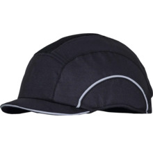 Schwarze Anstoßkappe mit reflektierenden Elementen für Arbeitsschutz