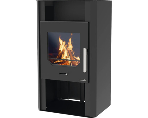 Kaminofen mit Feuerraum und Holzfach