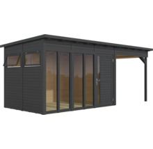 Modernes Gartenhaus mit Fenster, Tür und Vordach