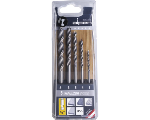 Alpen Holzbohrer Set Impulzor, fünfteilig