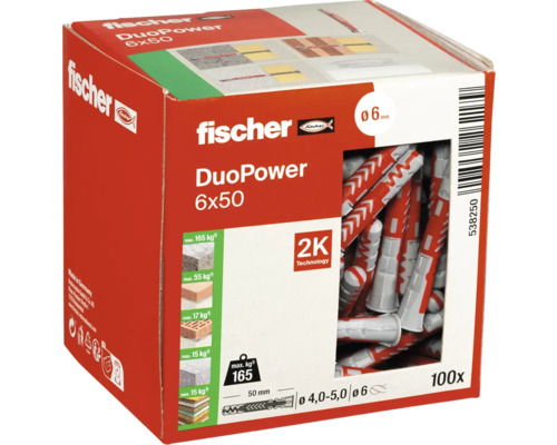 Fischer DuoPower 6x50 Dübel, 100er Packung