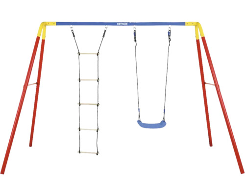 Spielplatzgerät mit Schaukel und Strickleiter