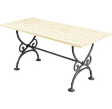 Gartentisch mit Holzplatte und Metallgestell