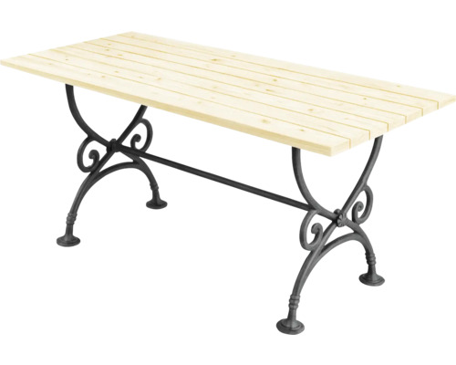 Gartentisch mit Holzplatte und Metallgestell