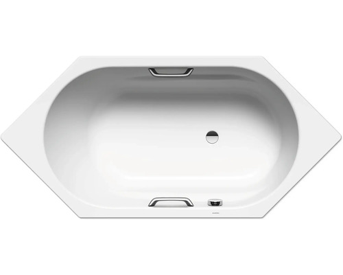 Sechseck-Badewanne Kaldewei Vaio 6 Star 959 190x90 cm weiß Badewanne aus Acryl mit Haltegriffen