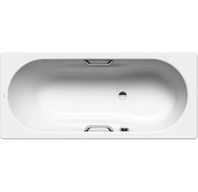 Oval geformte Badewanne mit zwei Griffen und Abfluss