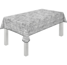 Tisch mit grau gemusterter Tischdecke