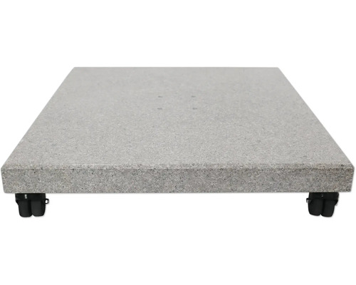 Grauer Sonnenschirmständer aus Granit mit Rollen