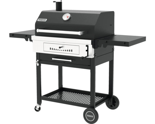 Holzkohlegrill mit Ablageflächen und Wagen