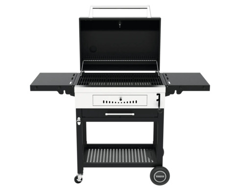 Holzkohlegrill mit Ablageflächen, Grillrost und Wagen