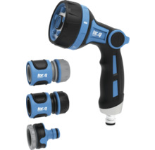 Gartenschlauchbrause mit verschiedenen Anschlussstücken