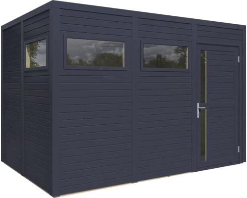 Holzgartenhaus mit Fenstern und Tür