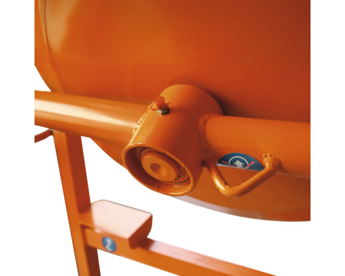 Detail einer Betonmischmaschine mit Drehvorrichtung und Stützrahmen.