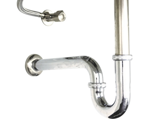 Siphon, Eckventil und flexible Zuleitung