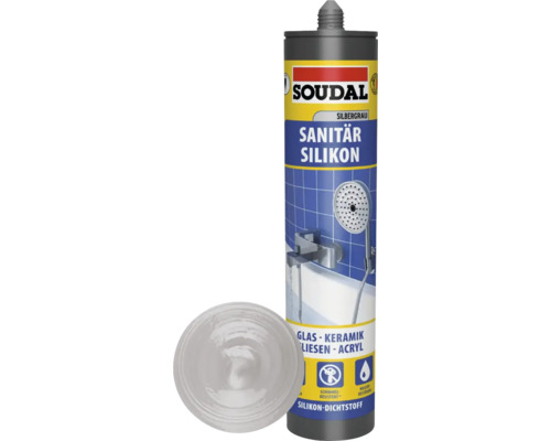 Soudal Dusche & Bad Silikon silbergrau 300 ml Kartusche Sanitärsilikon der Marke Soudal in silbergrau