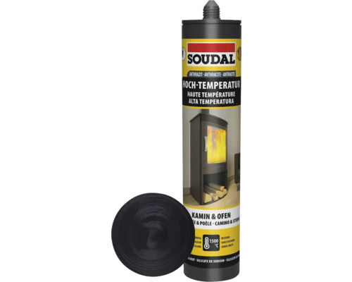 Soudal Kamin & Ofen Dichtstoff hitzebeständig schwarz 300 ml Soudal hochtemperaturbeständige Dichtmasse für Kamin und Ofen