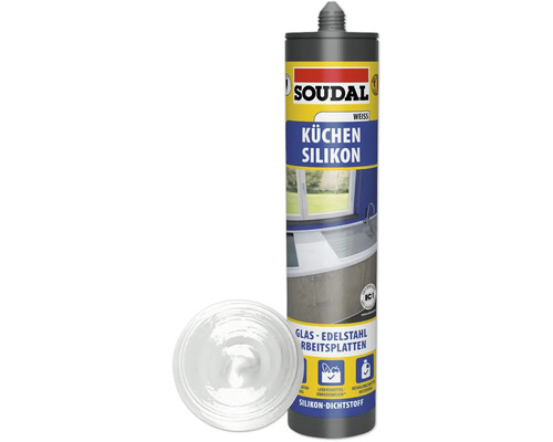 Soudal Küche & Bad Silikon weiß 300 ml Soudal Küchen Silikon Dichtstoff für Glas und Edelstahl