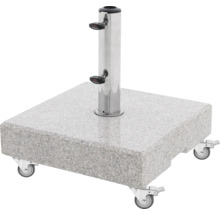 Quadratischer Sonnenschirmständer aus Granit mit Rollen