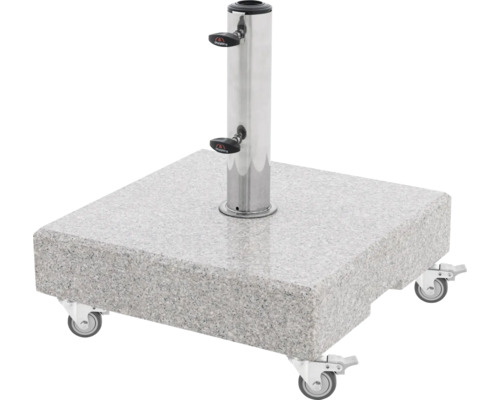 Quadratischer Sonnenschirmständer aus Granit mit Rollen