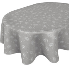 Graue Tischdecke mit Pusteblumenmuster für ovale Tische